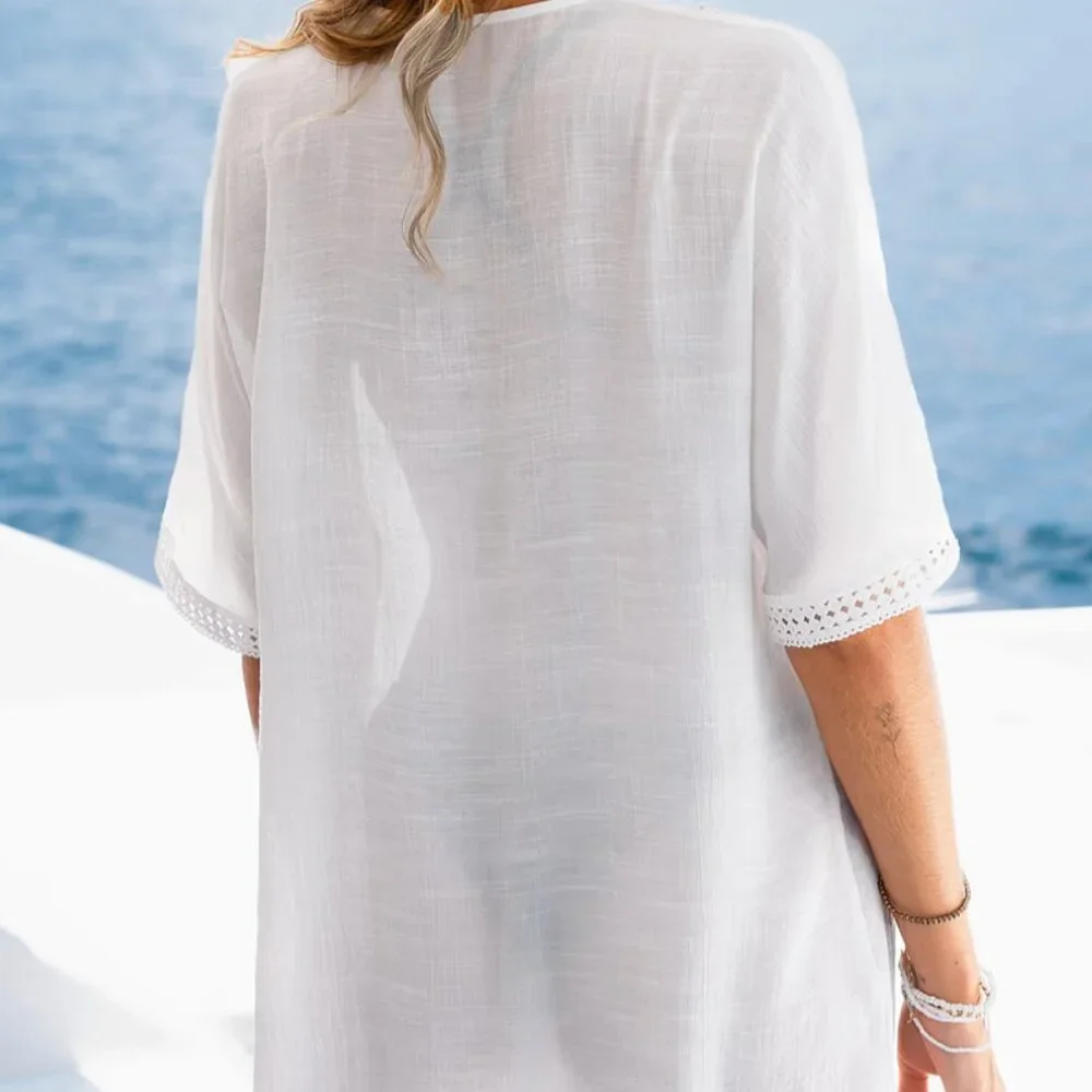 Cupshe Light & Delicate White Cover-Up Kimono~Small - Picture 5 of 15